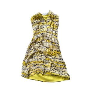 Misha Nonoo Luxurious Silk Fighter Airplanes Designer Dress Shirt W/Belt Size 2